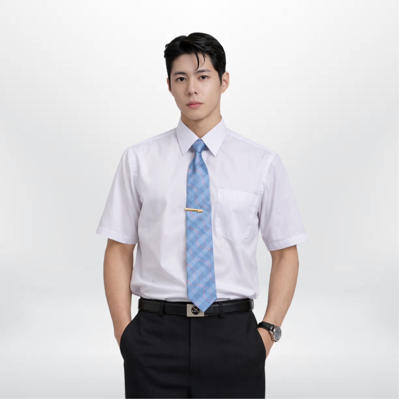 男版短袖-白色企業制服襯衫-工作服