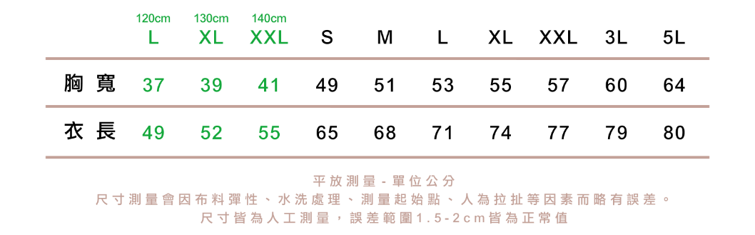 訂製款團體服- 訂 製 款 寶 石 棉 T 恤 / P O L O 衫 尺 寸 表