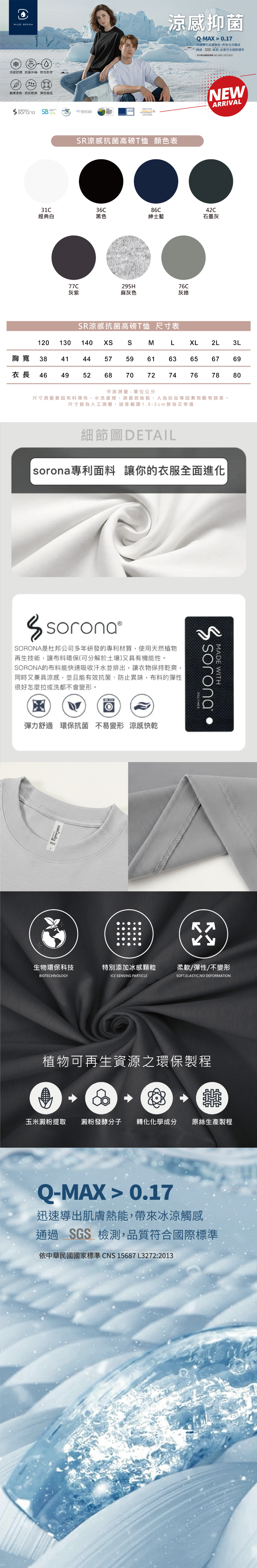 頂級涼感抗菌高磅T制服封面、團體服顏色表、客製化衣服細節圖