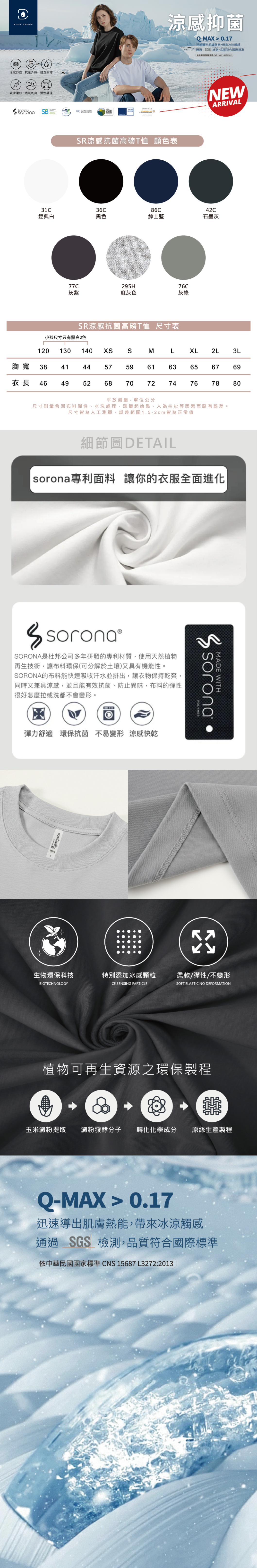 頂級涼感抗菌高磅T制服封面、團體服顏色表、客製化衣服細節圖