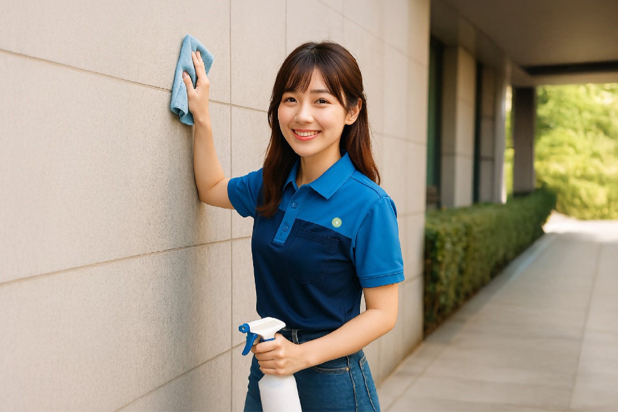 內頁首圖：穿深藍色制服的員工